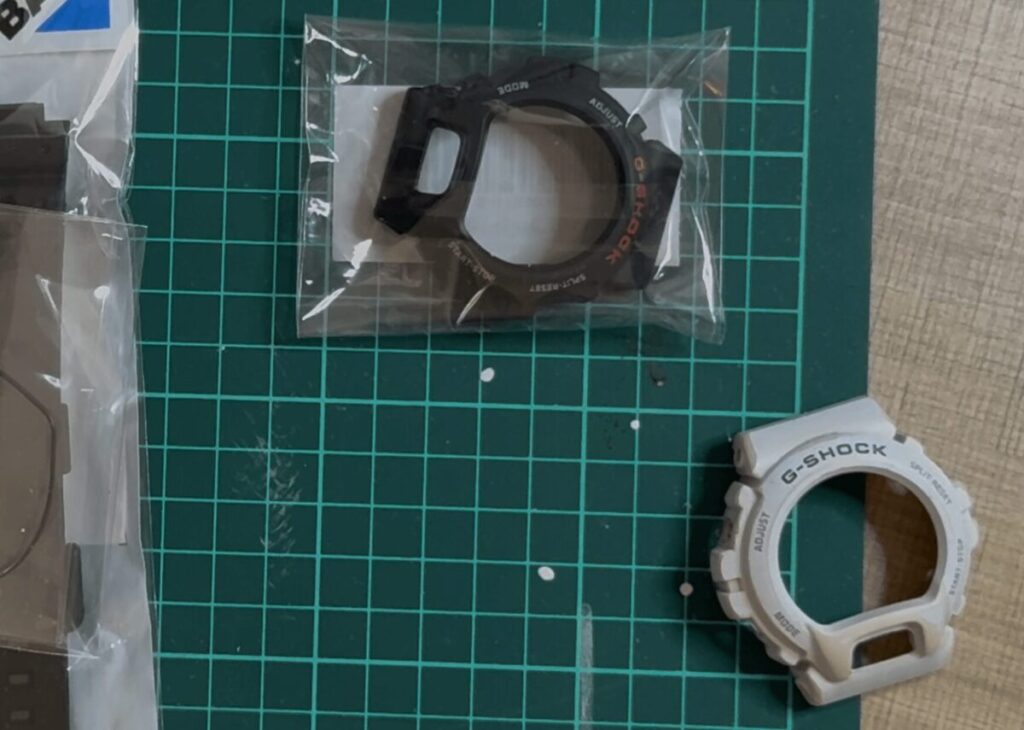 変色・劣化したG-SHOCK G-6900Aと、新品のベゼル・ベルトに交換した後の比較画像